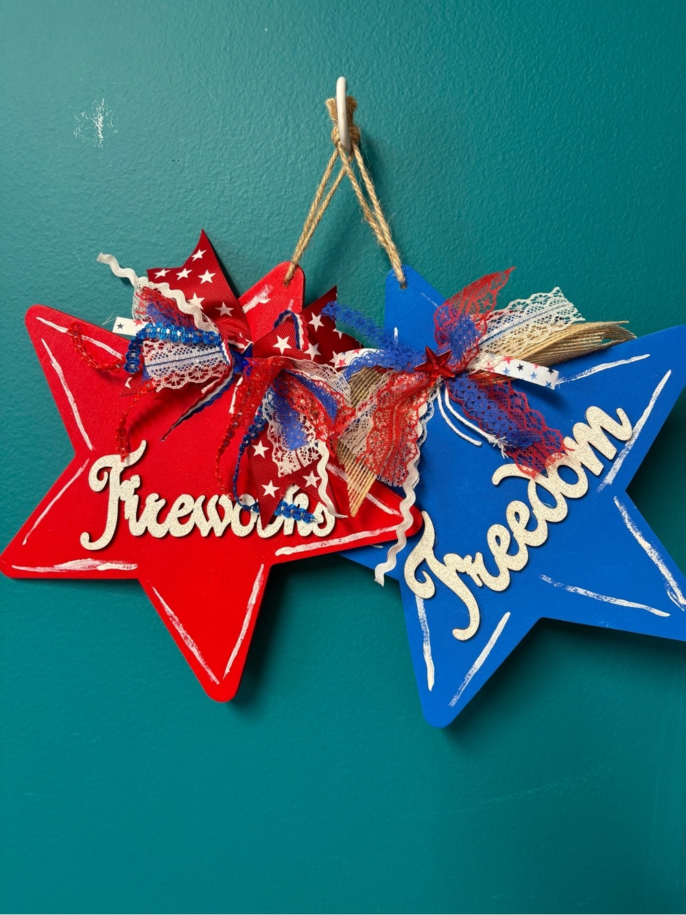 Patriotic Star Wall Hangings in Red & Blue - Freedom Fireworks Set